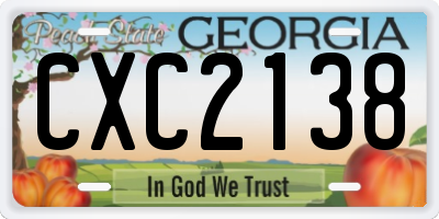 GA license plate CXC2138