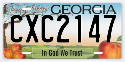 GA license plate CXC2147
