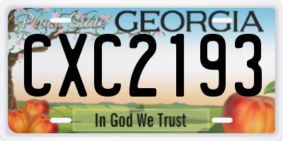 GA license plate CXC2193