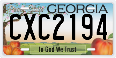 GA license plate CXC2194