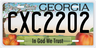 GA license plate CXC2202
