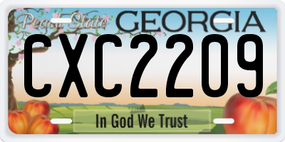 GA license plate CXC2209