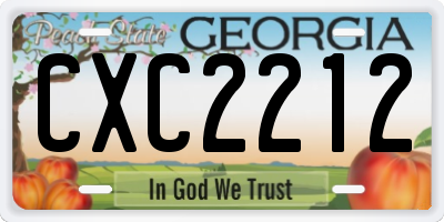 GA license plate CXC2212
