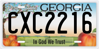 GA license plate CXC2216