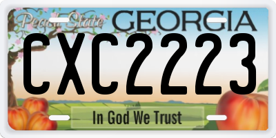GA license plate CXC2223