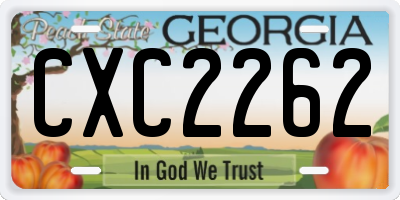 GA license plate CXC2262