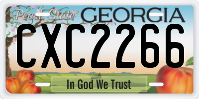 GA license plate CXC2266