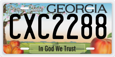 GA license plate CXC2288