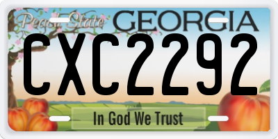 GA license plate CXC2292