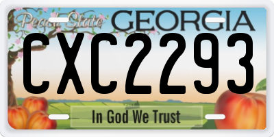 GA license plate CXC2293