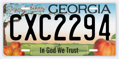 GA license plate CXC2294