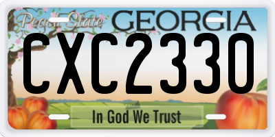GA license plate CXC2330