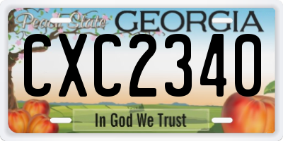 GA license plate CXC2340