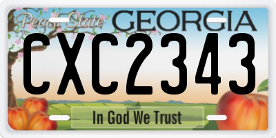 GA license plate CXC2343
