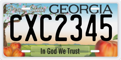 GA license plate CXC2345
