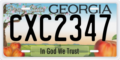 GA license plate CXC2347