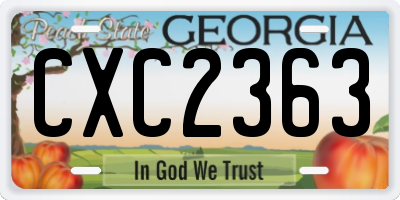 GA license plate CXC2363