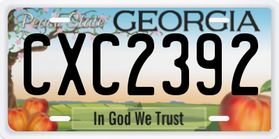 GA license plate CXC2392