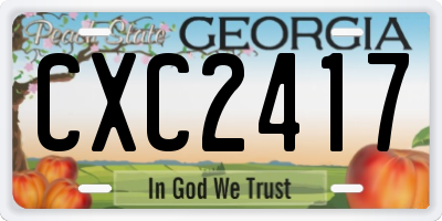 GA license plate CXC2417
