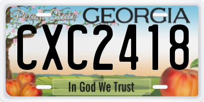 GA license plate CXC2418