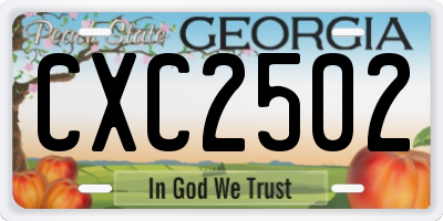 GA license plate CXC2502
