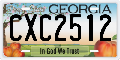 GA license plate CXC2512