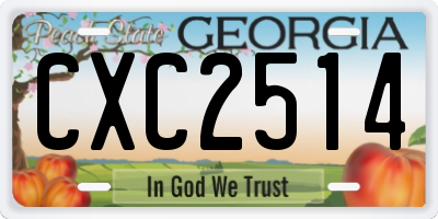 GA license plate CXC2514