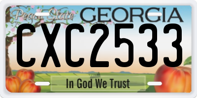 GA license plate CXC2533