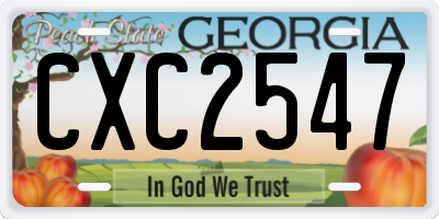 GA license plate CXC2547