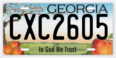GA license plate CXC2605