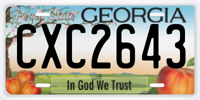 GA license plate CXC2643