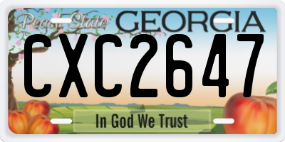 GA license plate CXC2647