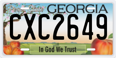 GA license plate CXC2649