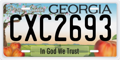 GA license plate CXC2693
