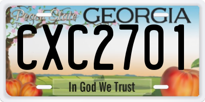 GA license plate CXC2701