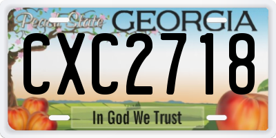 GA license plate CXC2718