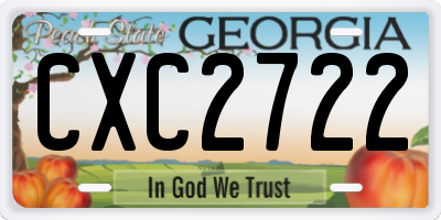 GA license plate CXC2722