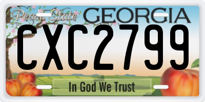 GA license plate CXC2799
