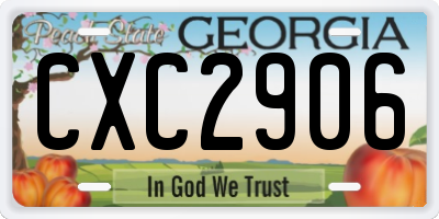 GA license plate CXC2906