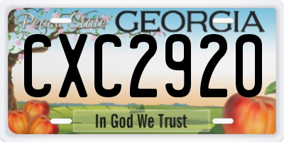 GA license plate CXC2920