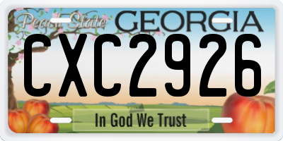 GA license plate CXC2926
