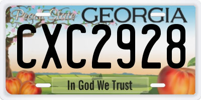 GA license plate CXC2928