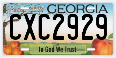 GA license plate CXC2929