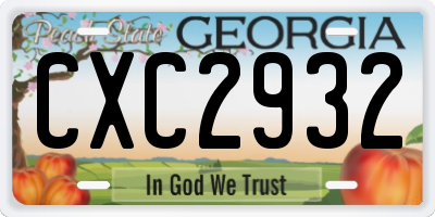 GA license plate CXC2932