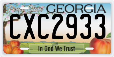 GA license plate CXC2933