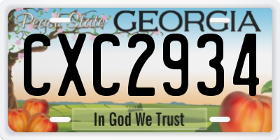 GA license plate CXC2934