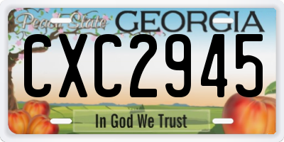 GA license plate CXC2945