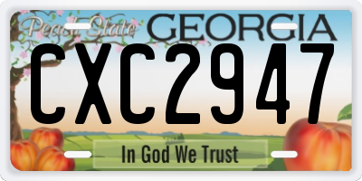 GA license plate CXC2947