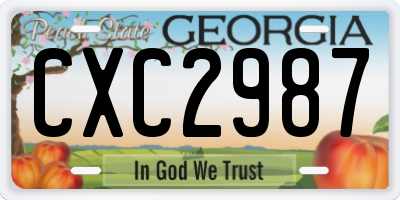 GA license plate CXC2987
