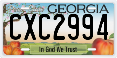 GA license plate CXC2994
